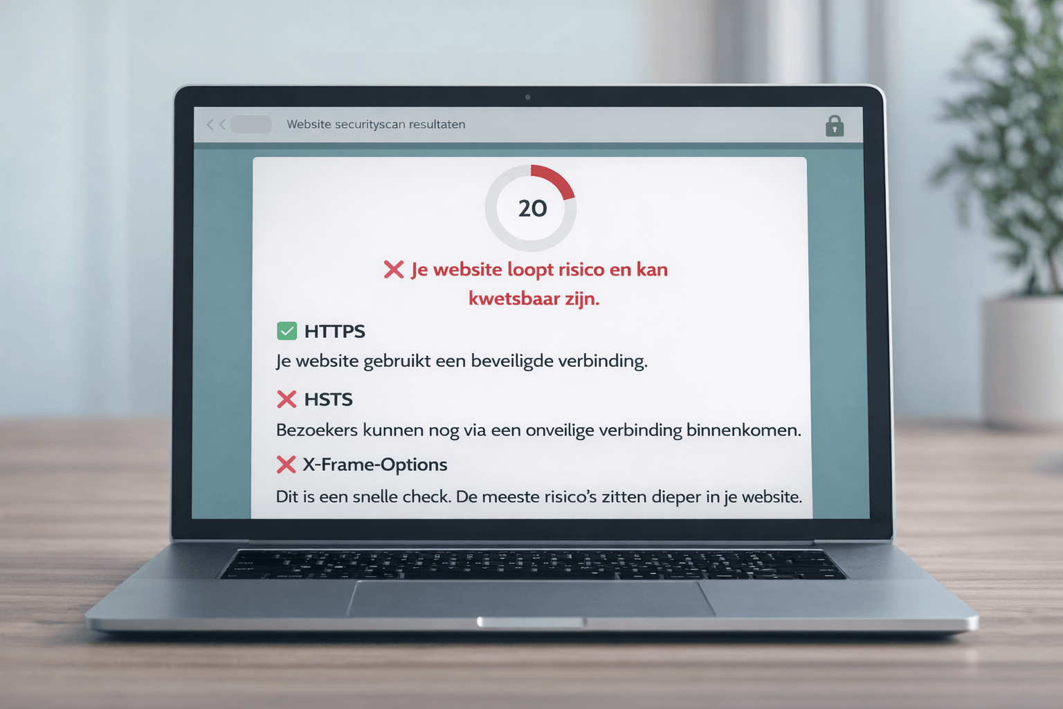Websitebeveiliging scan met risico's (1)